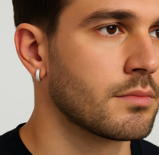 Orecchini Cerchio Pavé Argento & Zirconi