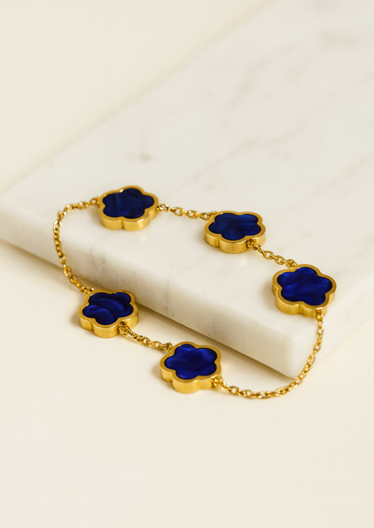 Bracciale Quadrifoglio Reale Zaffiro Blu