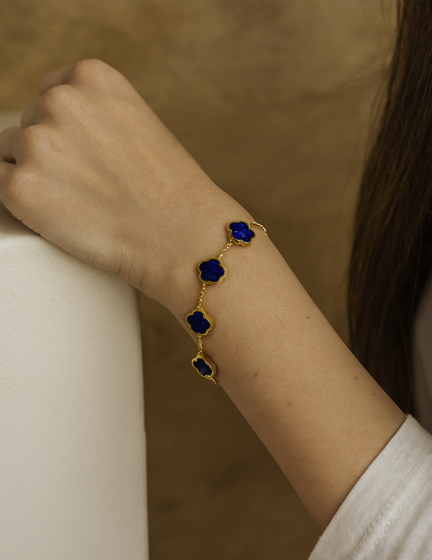 Bracciale Quadrifoglio Reale Zaffiro Blu
