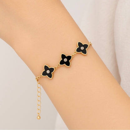 Bracciale Quadrifoglio Elegance – Nero & Oro