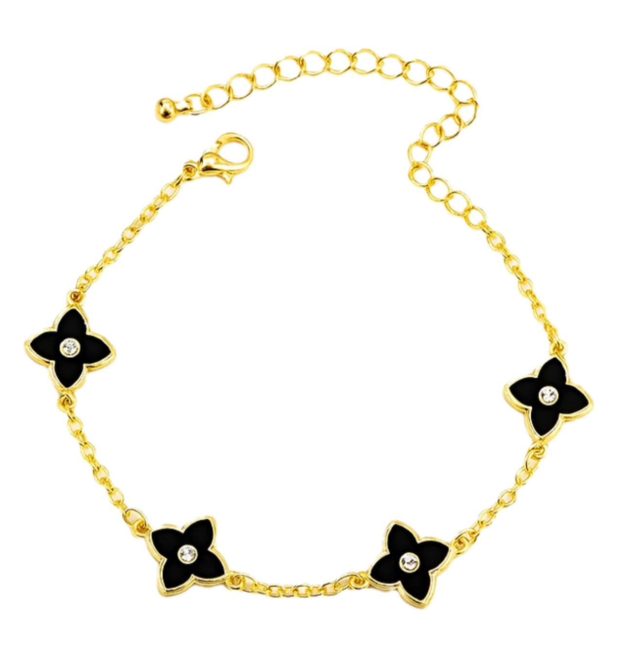 Bracciale Quadrifoglio Elegance – Nero & Oro
