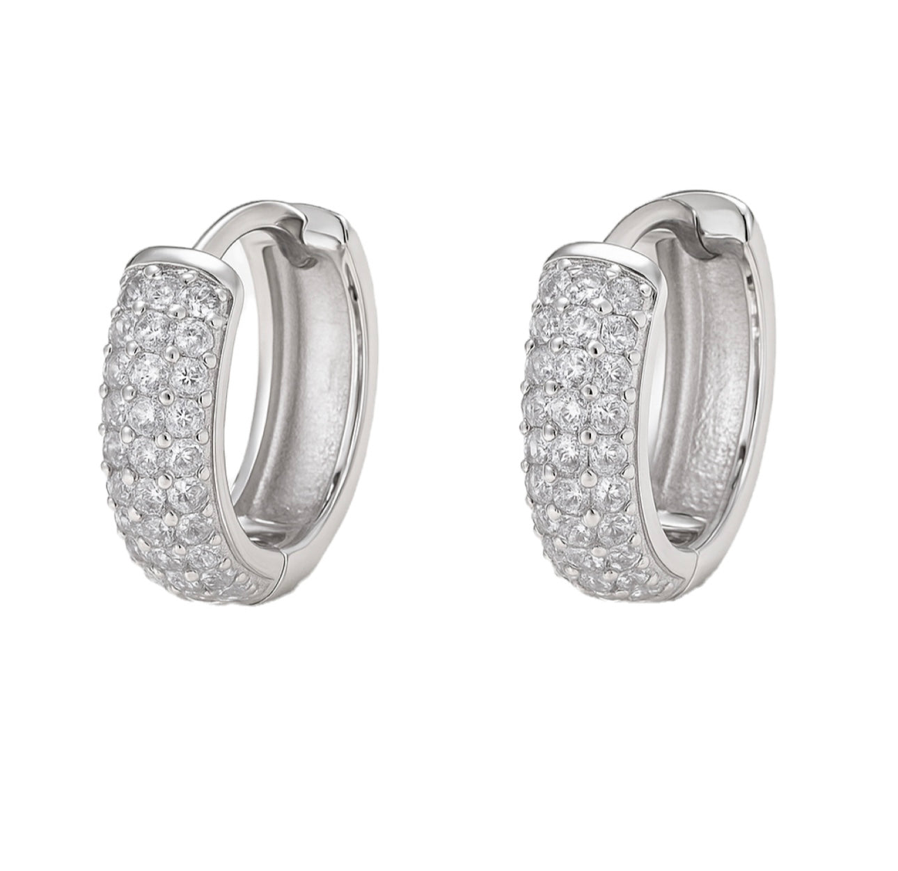 Orecchini Cerchio Pavé Argento & Zirconi