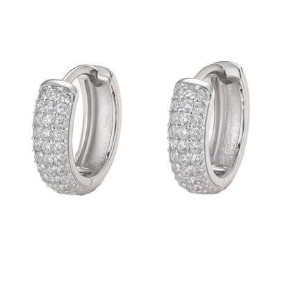 Orecchini Cerchio Pavé Argento & Zirconi