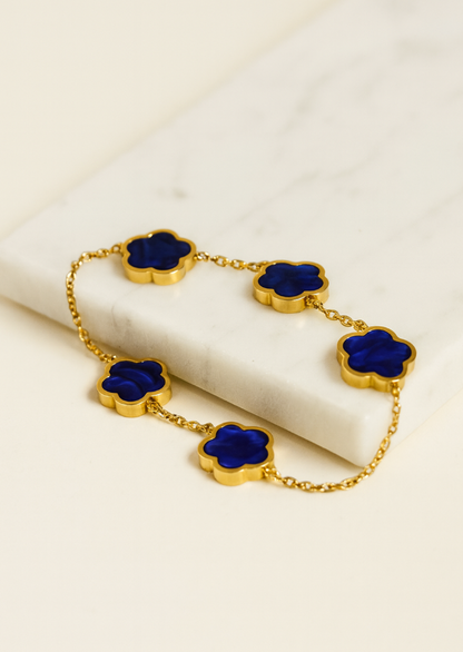 Bracciale Quadrifoglio Reale Zaffiro Blu