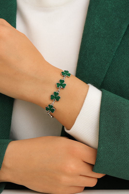 Bracciale Trifoglio Portafortuna – Verde Smeraldo